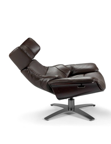 Sillón giratorio reclinable piel marrón chocolate
