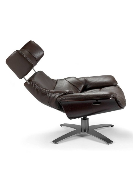 Sillón giratorio reclinable piel marrón chocolate
