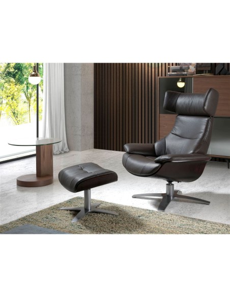 Sillón giratorio reclinable piel marrón chocolate