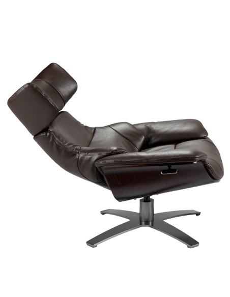 Sillón giratorio reclinable piel marrón chocolate