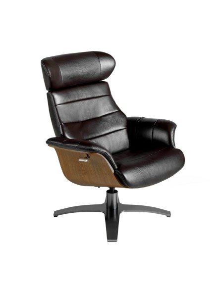 Sillón giratorio reclinable piel marrón chocolate