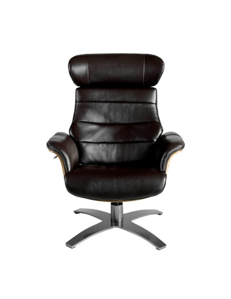 Sillón giratorio reclinable piel marrón chocolate