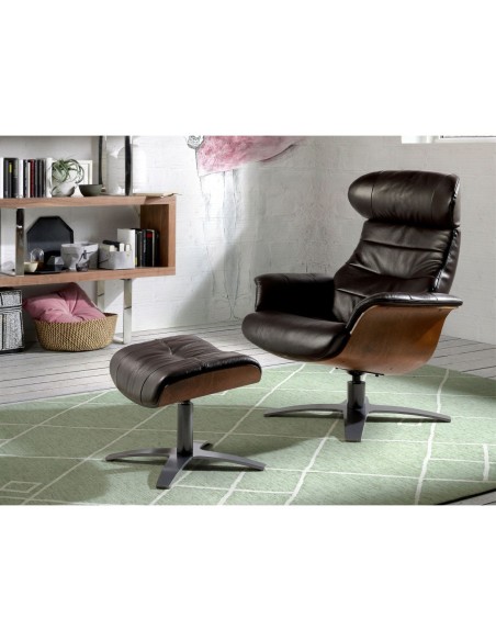 Sillón giratorio reclinable piel marrón chocolate