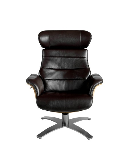 Sillón giratorio reclinable piel marrón chocolate