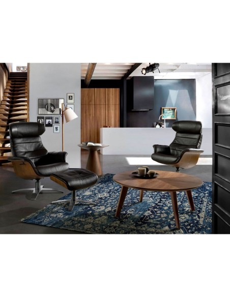 Sillón giratorio reclinable piel marrón chocolate