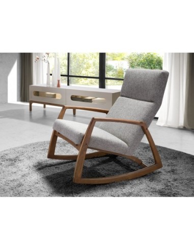 Sillón mecedora tela gris