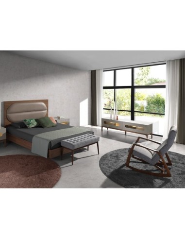 Sillón mecedora tela gris