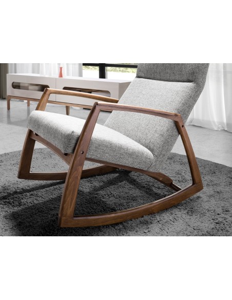 Sillón mecedora tela gris