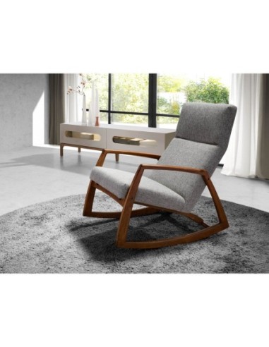 Sillón mecedora tela gris