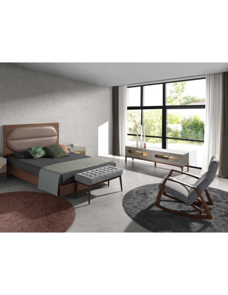 Sillón mecedora tela gris