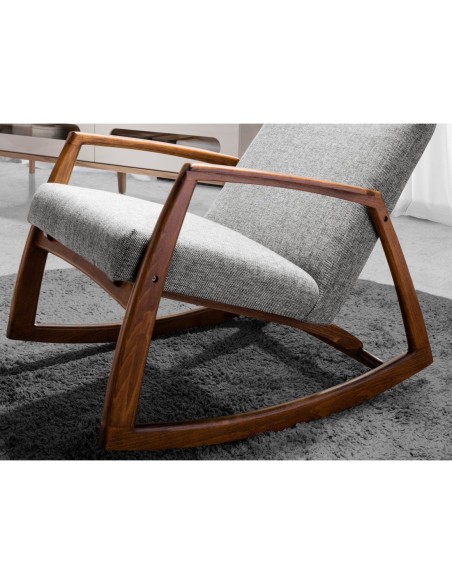 Sillón mecedora tela gris