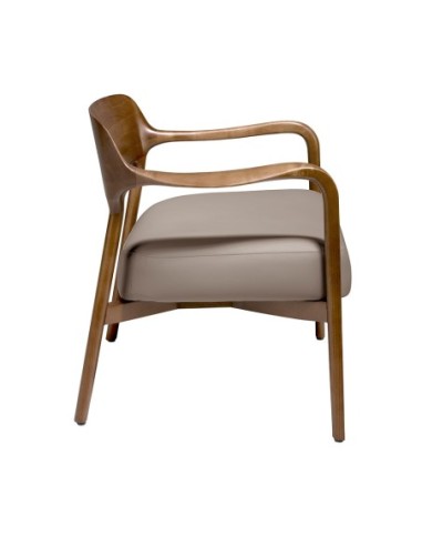 Sillón nogal y polipiel visón