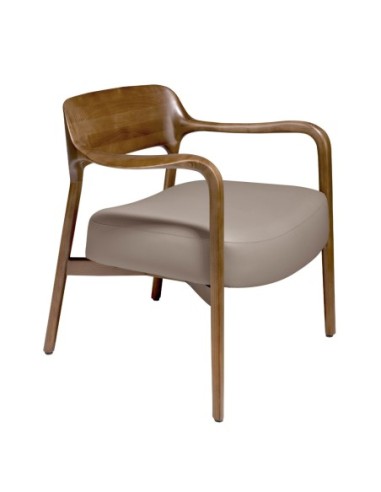 Sillón nogal y polipiel visón