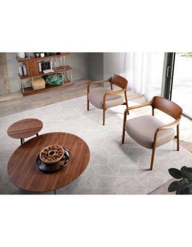 Sillón nogal y polipiel visón