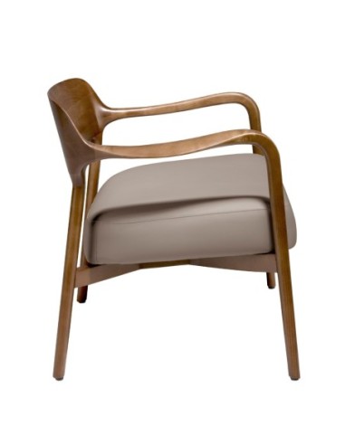 Sillón nogal y polipiel visón