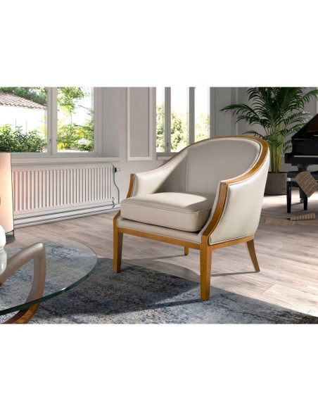 Sillón piel arena