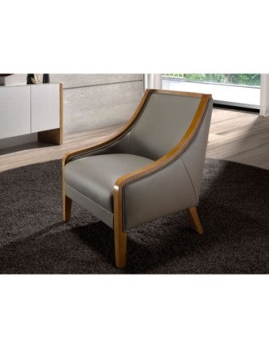 Sillón piel gris