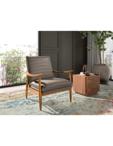 Sillón piel gris oscuro