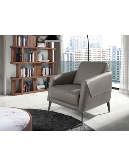 Sillón piel gris oscuro
