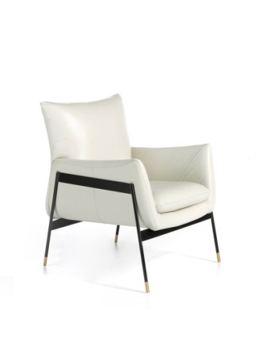 Sillón piel gris perla