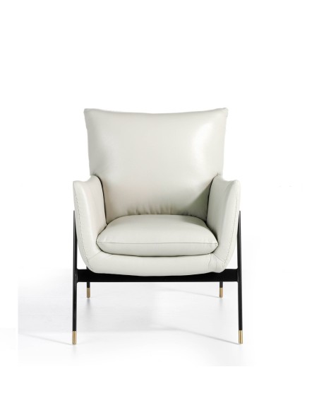 Sillón piel gris perla