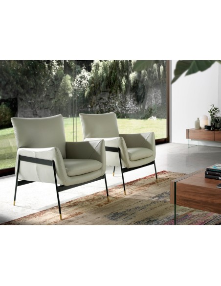 Sillón piel gris perla
