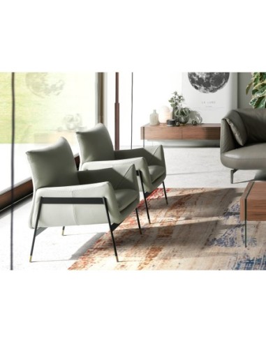 Sillón piel gris perla