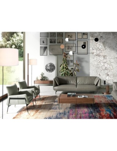 Sillón piel gris perla