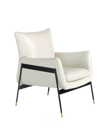 Sillón piel gris perla