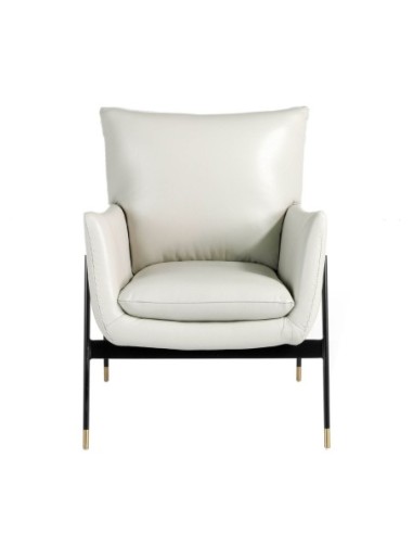 Sillón piel gris perla