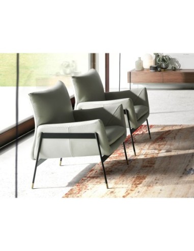 Sillón piel gris perla