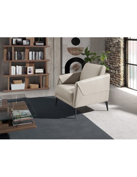 Sillón piel gris taupe