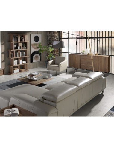 Sillón piel gris taupe