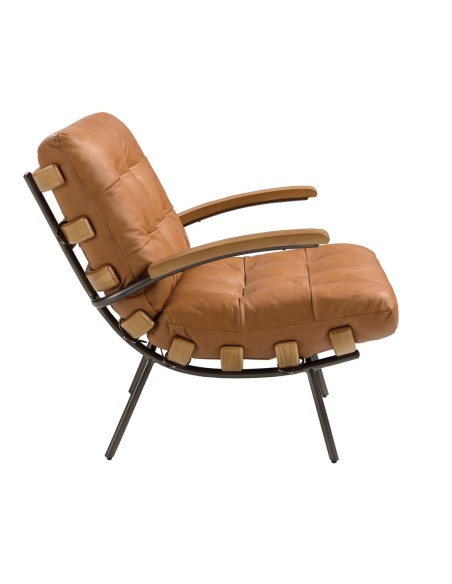 Sillón piel marrón y fresno