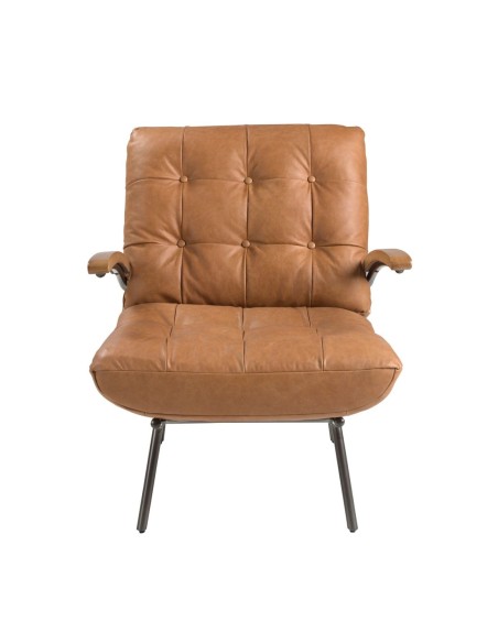 Sillón piel marrón y fresno