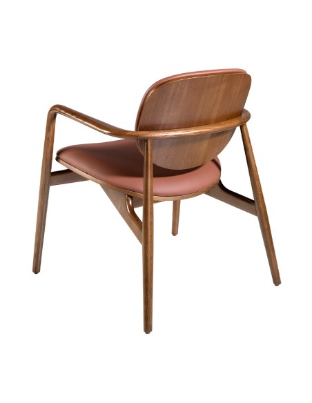 Sillón polipiel marrón y nogal