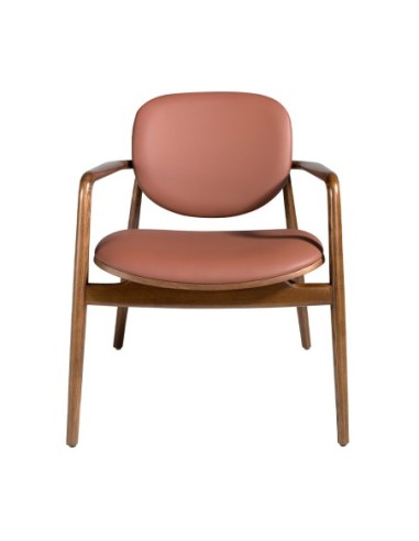 Sillón polipiel marrón y nogal