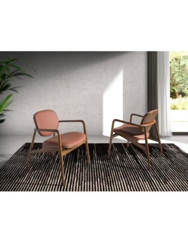 Sillón polipiel marrón y nogal