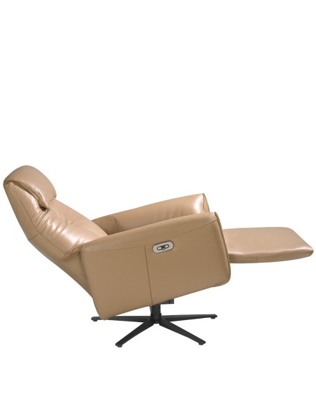 Sillón relax giratorio piel arena