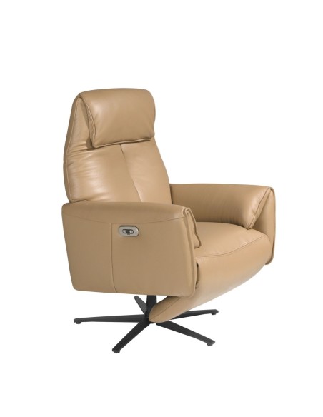Sillón relax giratorio piel arena