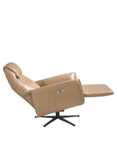 Sillón relax giratorio piel arena