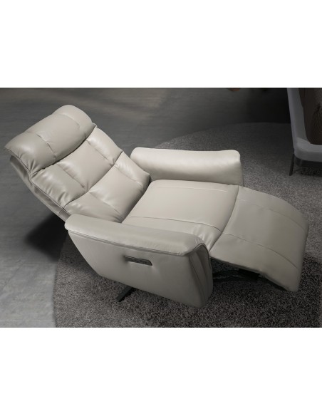 Sillón relax giratorio piel gris