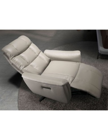 Sillón relax giratorio piel gris