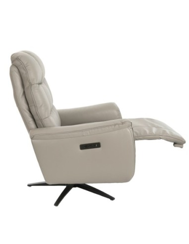 Sillón relax giratorio piel gris