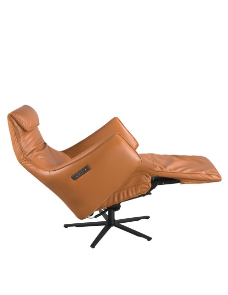 Sillón relax giratorio piel marrón