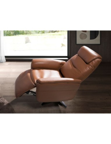 Sillón relax giratorio piel marrón