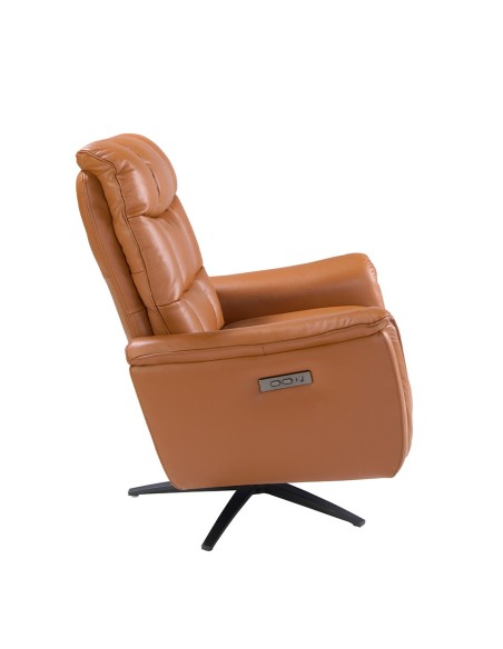 Sillón relax giratorio piel marrón