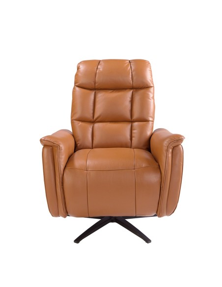 Sillón relax giratorio piel marrón