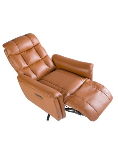 Sillón relax giratorio piel marrón