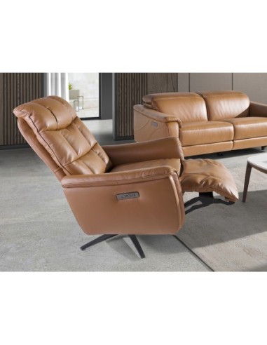 Sillón relax giratorio piel marrón